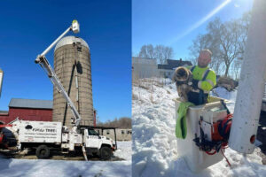 rescuing a cat on top of a silo