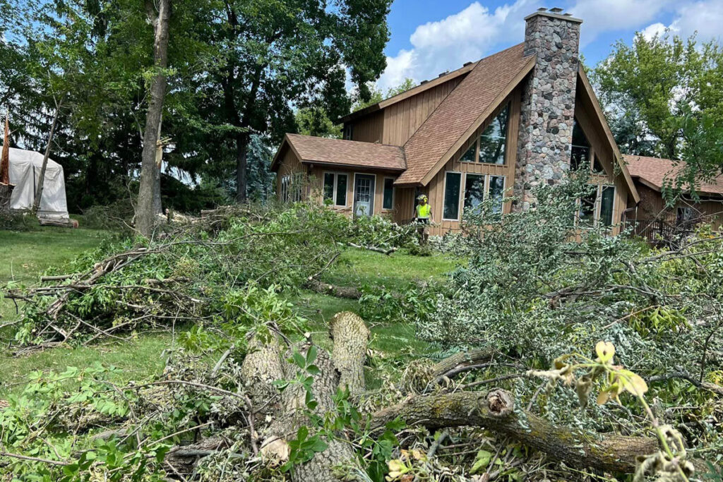Closeup up storm damage